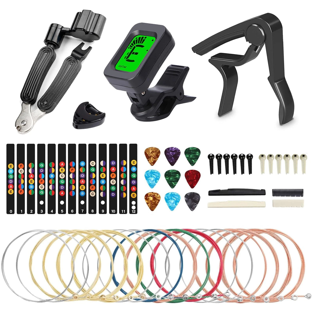 Guitar Accessories Kit Include Acoustic Update Kit-48PCS, Multicolor