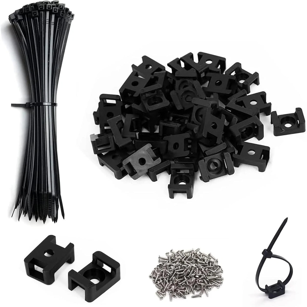 Cable Zip Tie Mounts Kit-50 Pcs Saddle Type H2-50PCS, Black