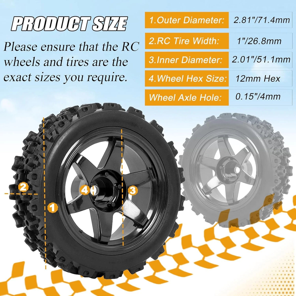 RC Station 12mm Hex Wheels and Tires 1/12 1/14 1/16 1/18 Off Road...