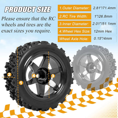 RC Station 12mm Hex Wheels and Tires 1/12 1/14 1/16 1/18 Off Road...