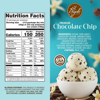 Triple Scoop - Premium Vanilla Choc Chip Ice Cream Mix For 1 Pack