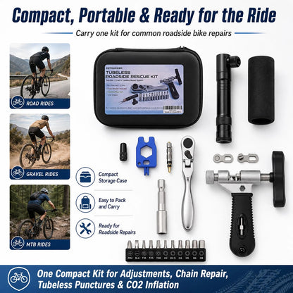 Bike Roadside Repair Kit with Mini Ratchet Tool, Chain Breaker and CO2...