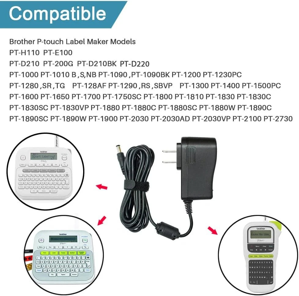 Ac Dc Adapter for Brother P-Touch PT-D210 PTD 210 PTD220 PT-D200VP Black