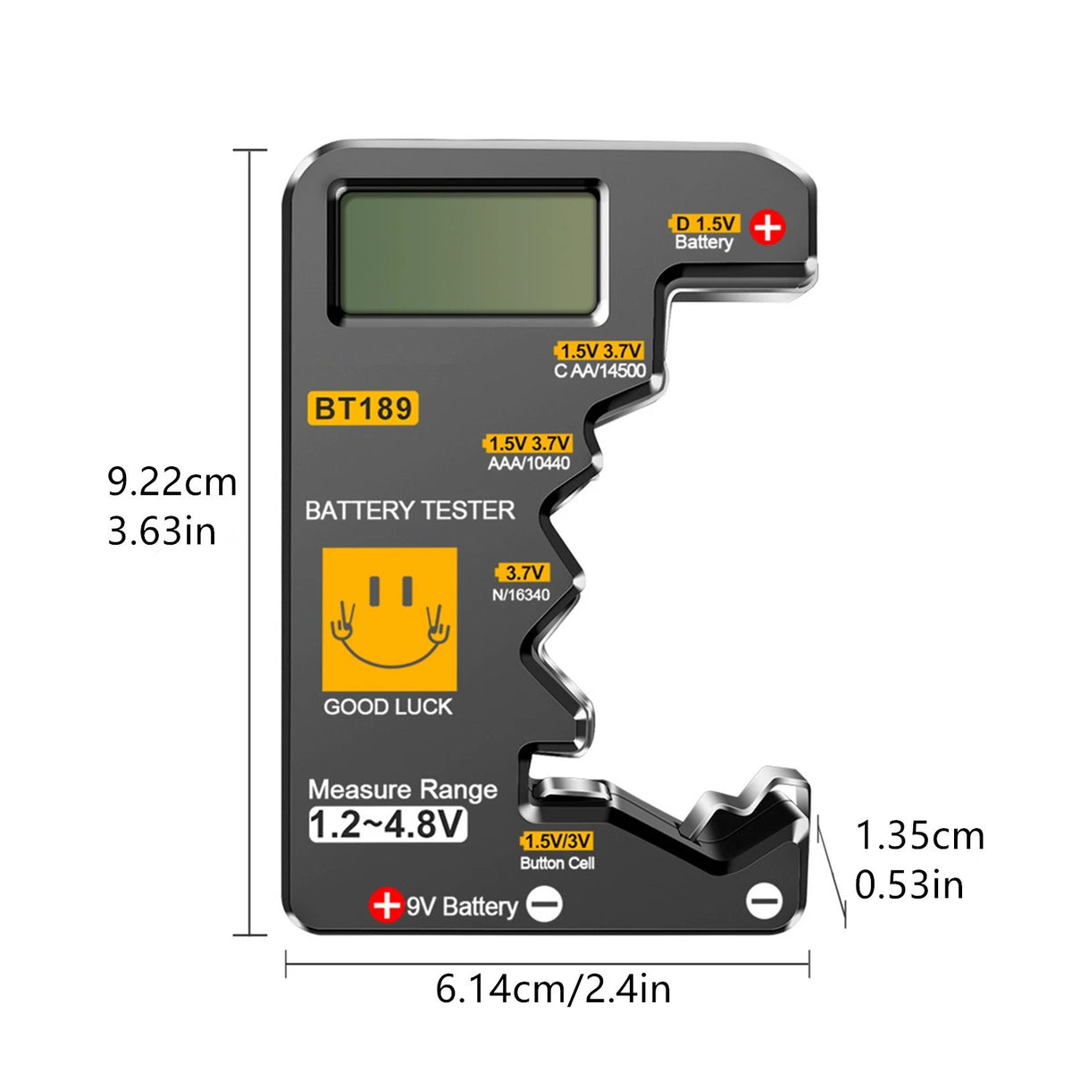 Lightweight Battery Tester Tool For 1.2V 3.7V 9V Cylindrical Button Cell Box