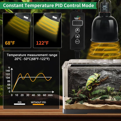 LUCKY HERP Reptile Dimming Thermostat, PID Heat Lamp Temperature Controller...
