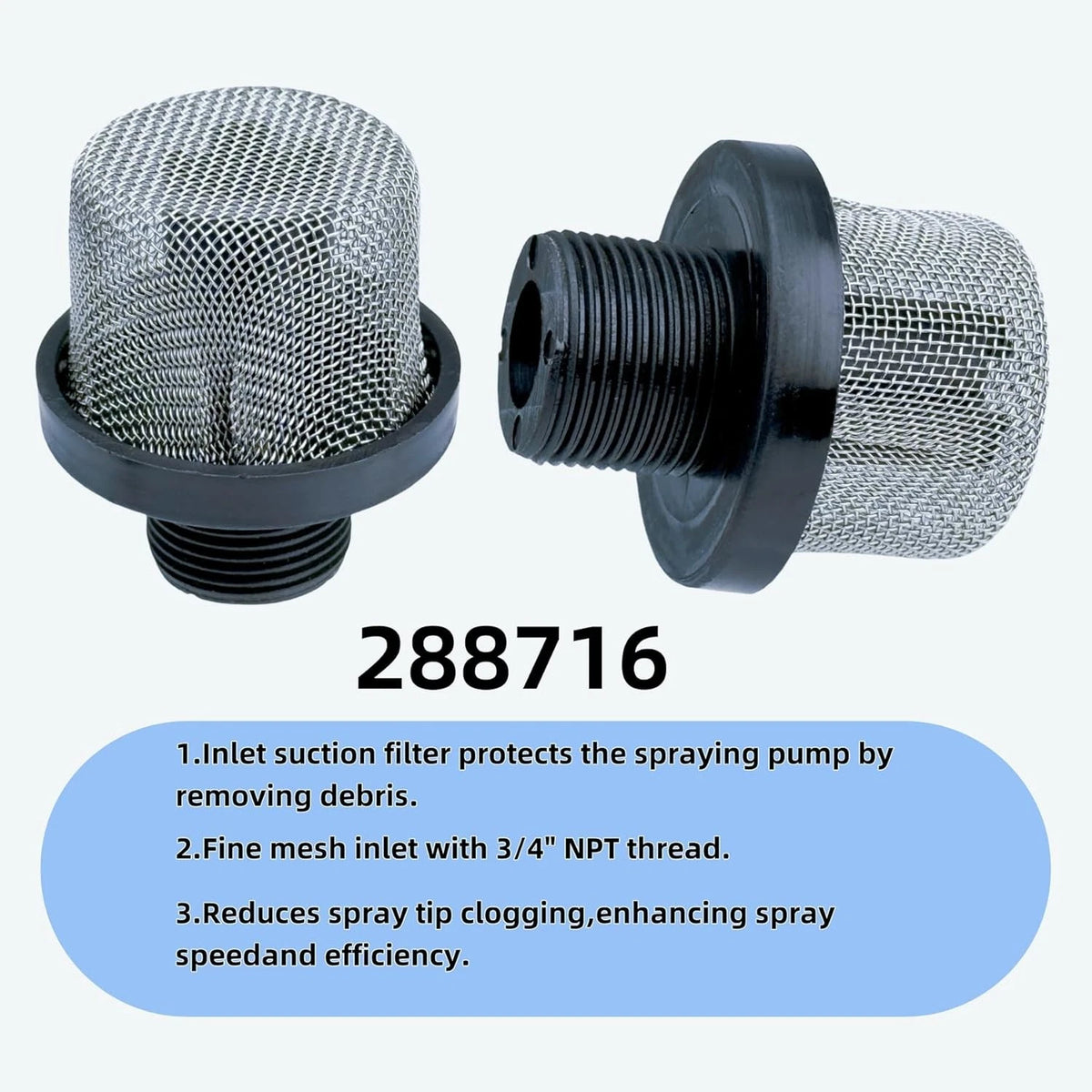 3 Pack 288716 3/4" Inlet Suction Strainers Fit for Airless 3 PACK 288716