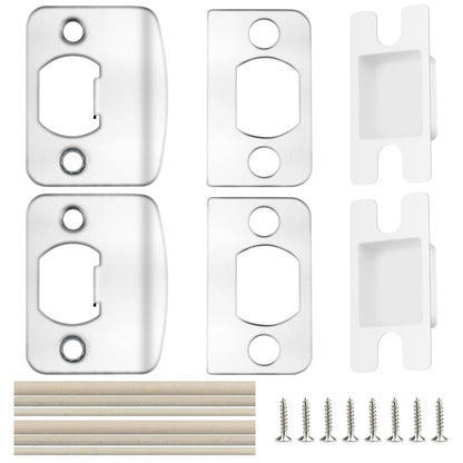2 Sets Door Latch Strike Plates Restorer, Opening Medium, Silver