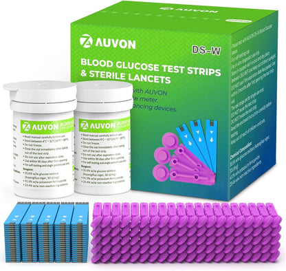AUVON Blood Glucose Test Strips & Diabetic Lancets Kit, 100 for...