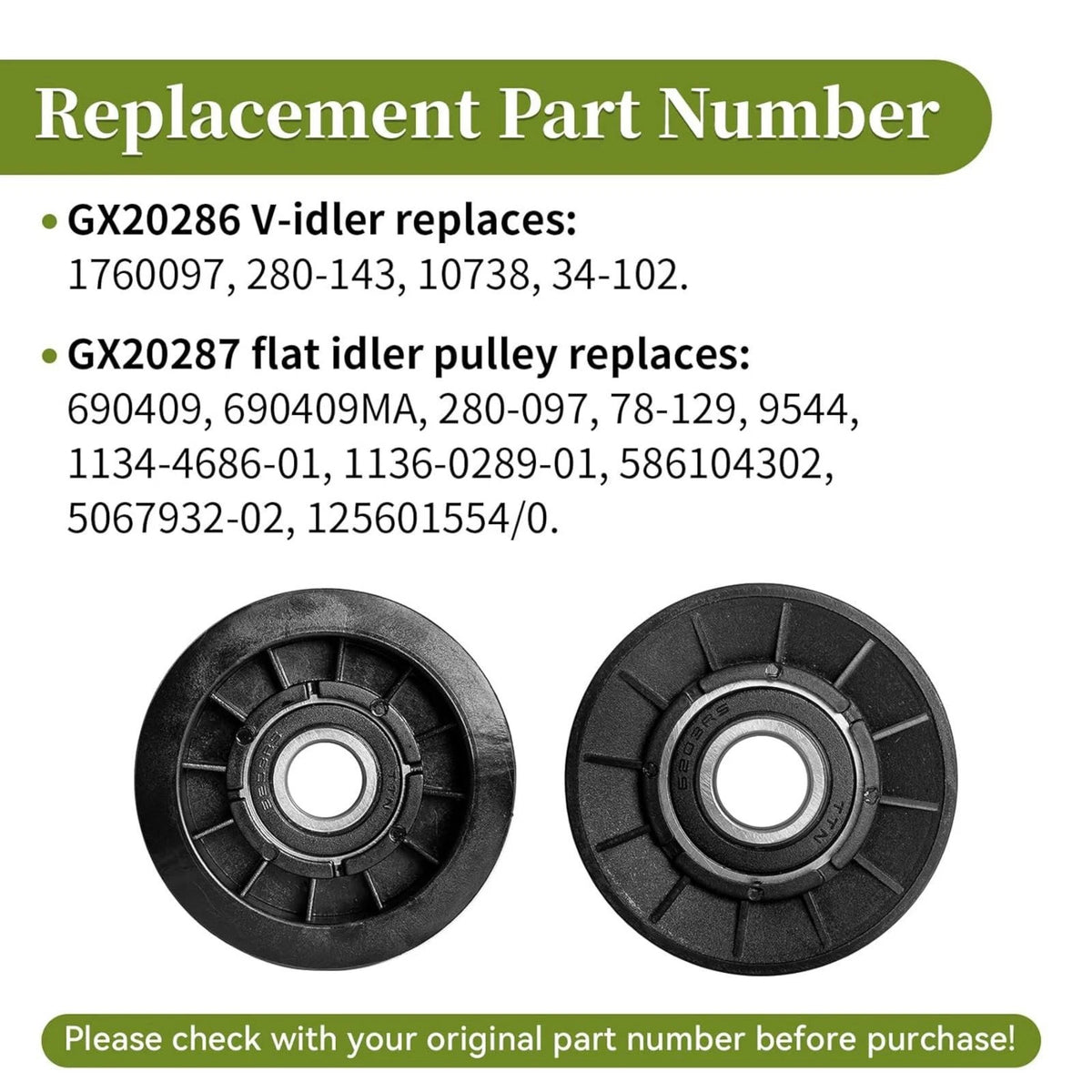 1Set V-Idler Pulley & Flat Idler Pulley For John Deere Lawn Mower Replace Parts