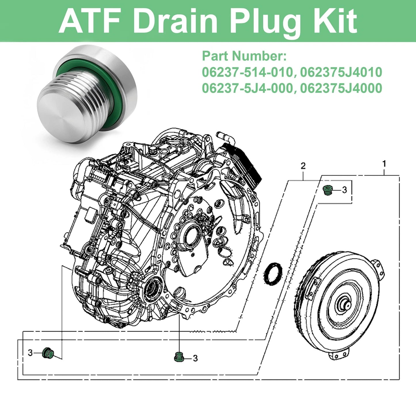 ATF Fill Plug Kit For Honda Odyssey Ridgeline 9-Speed Automatic Transmission