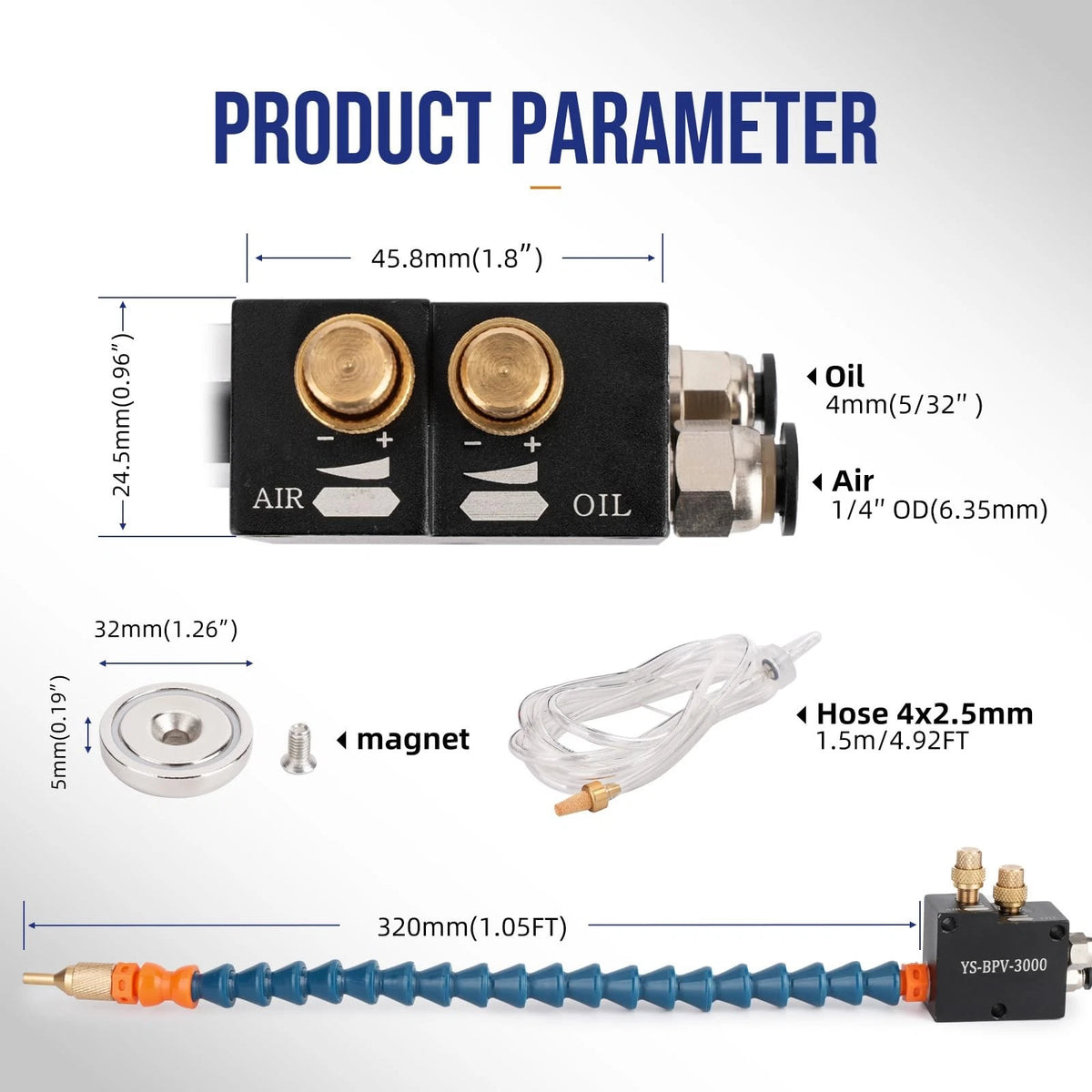 CNZG PNEU 1/4" CNC Coolant Mister for Milling Machine Mist Spray System