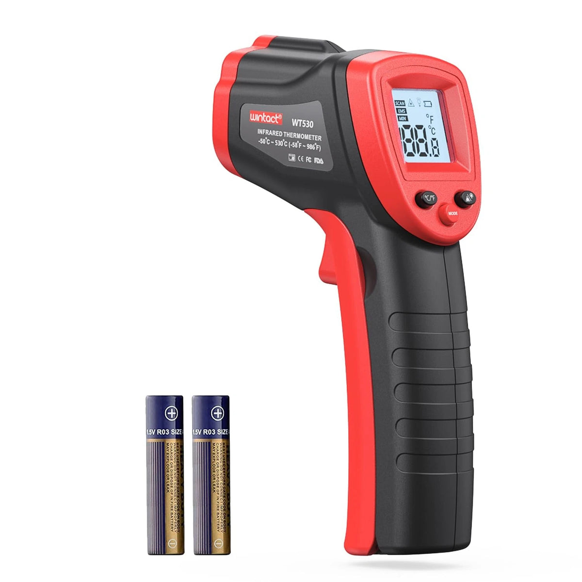 Wintact Infrared Thermometer, Digital Surface Temperature Gun small, Red+Gray