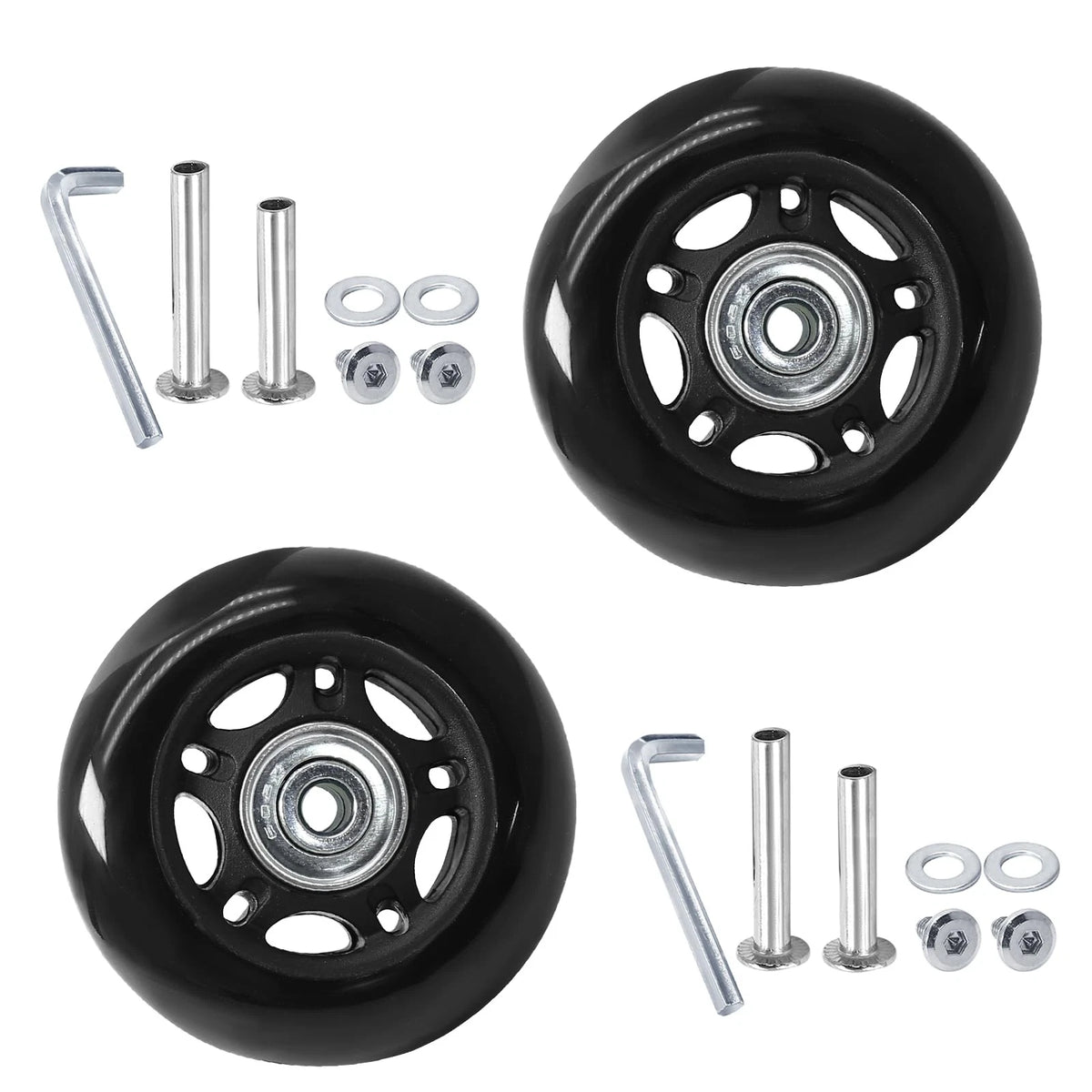 Suiwotin 2pcs 68 x 24mm Luggage Wheels, Black Rubber 68 x 24mm-2pcs,