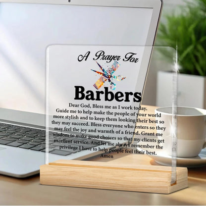 Barber Hairstylist Gifts for Women Men, Barbers Prayer Sign, Barbershop K