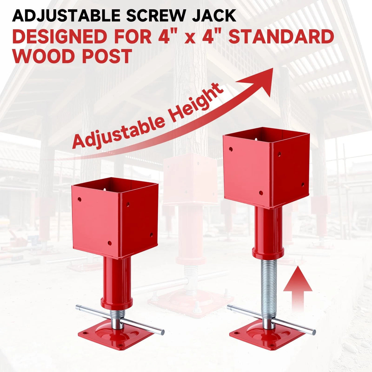 4" x Adjustable Screw Jack Post Floor Support 25000LB Capacity x
