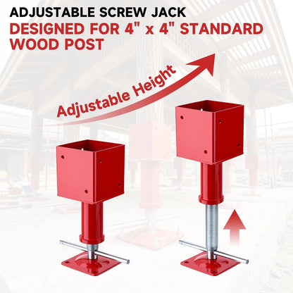 4" x Adjustable Screw Jack Post Floor Support 25000LB Capacity x