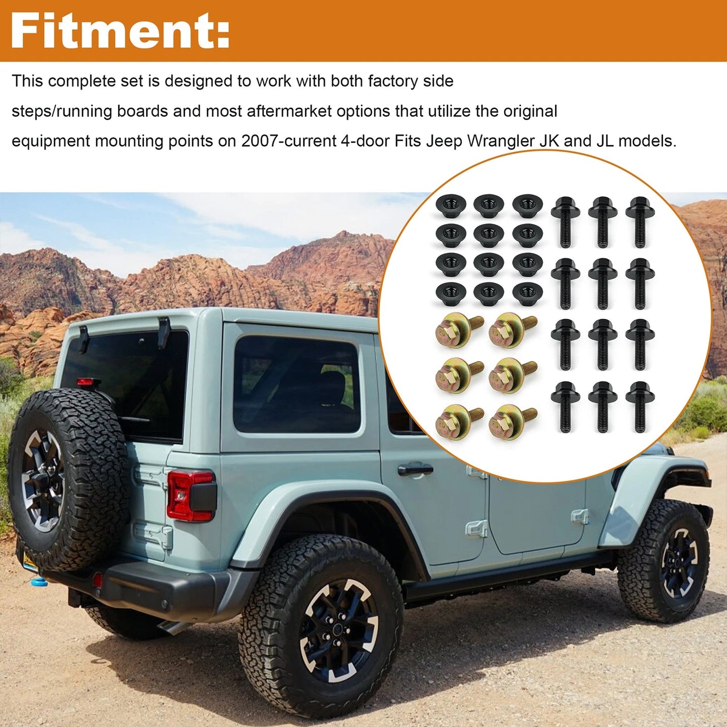 Heavy-Duty Mounting Hardware for Jeep JK & JL 4-Door Side Steps