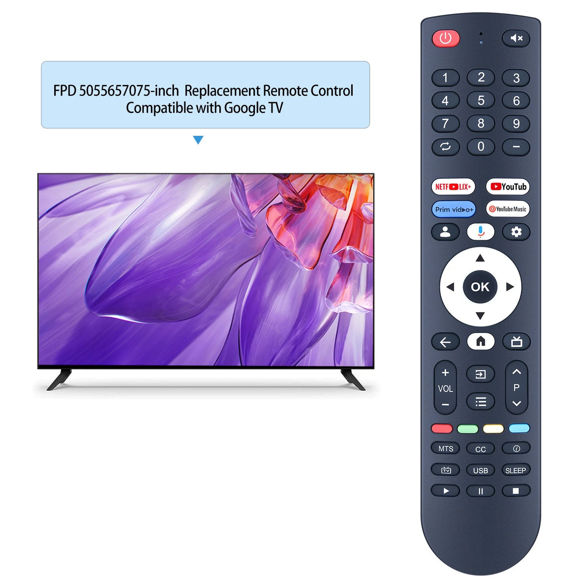 Replace Remote Control For FPD 50/55/65/70/75-inch Canvas Series Google TV