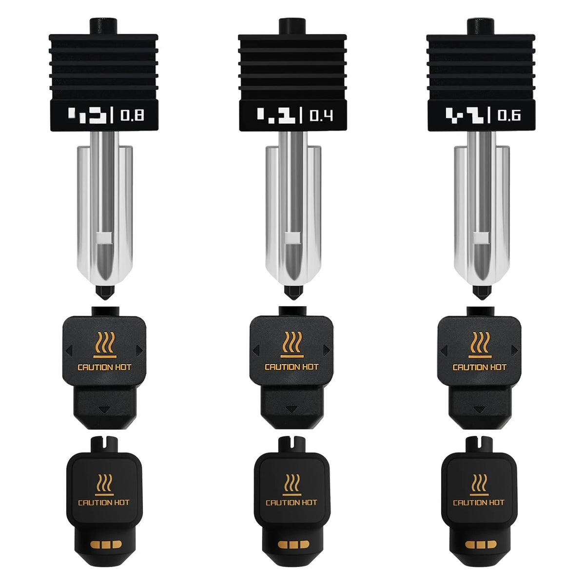 Henaiser 3-Pack 0.4mm/0.6mm/0.8mm H2D Hotend with P2S Silicone 0.4/0.6/0.8MM