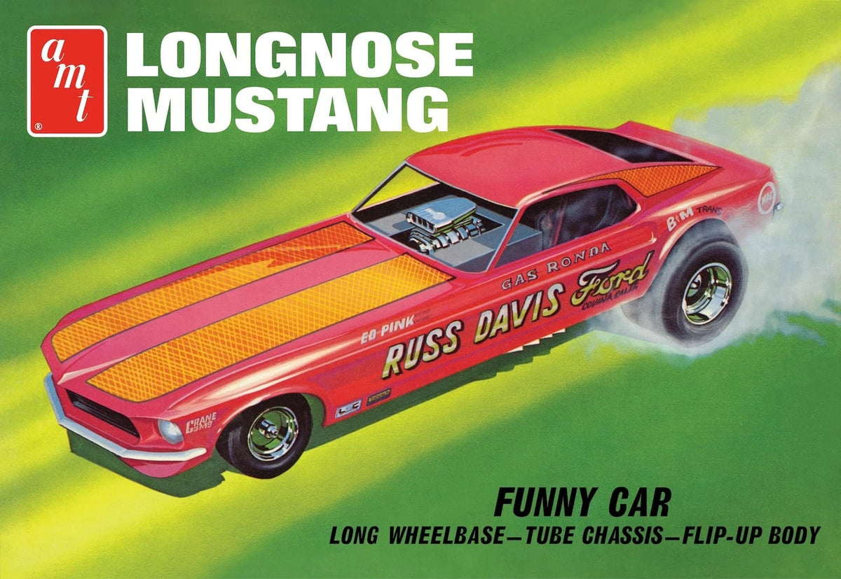 AMT 1969 Ford Mustang Long Nose Funny Car Gas Ronda 1:25 Scale 1 inch, White