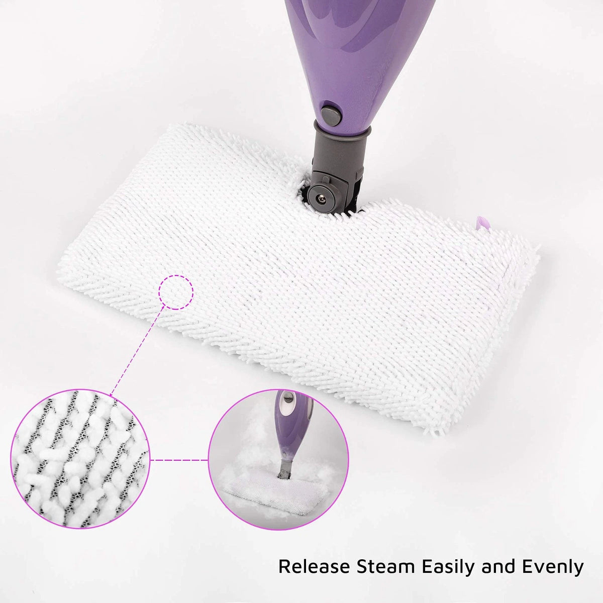 Flammi Steam Pocket Mop Replacement Pads for 12.6 x 7 inches, 4 Pack White