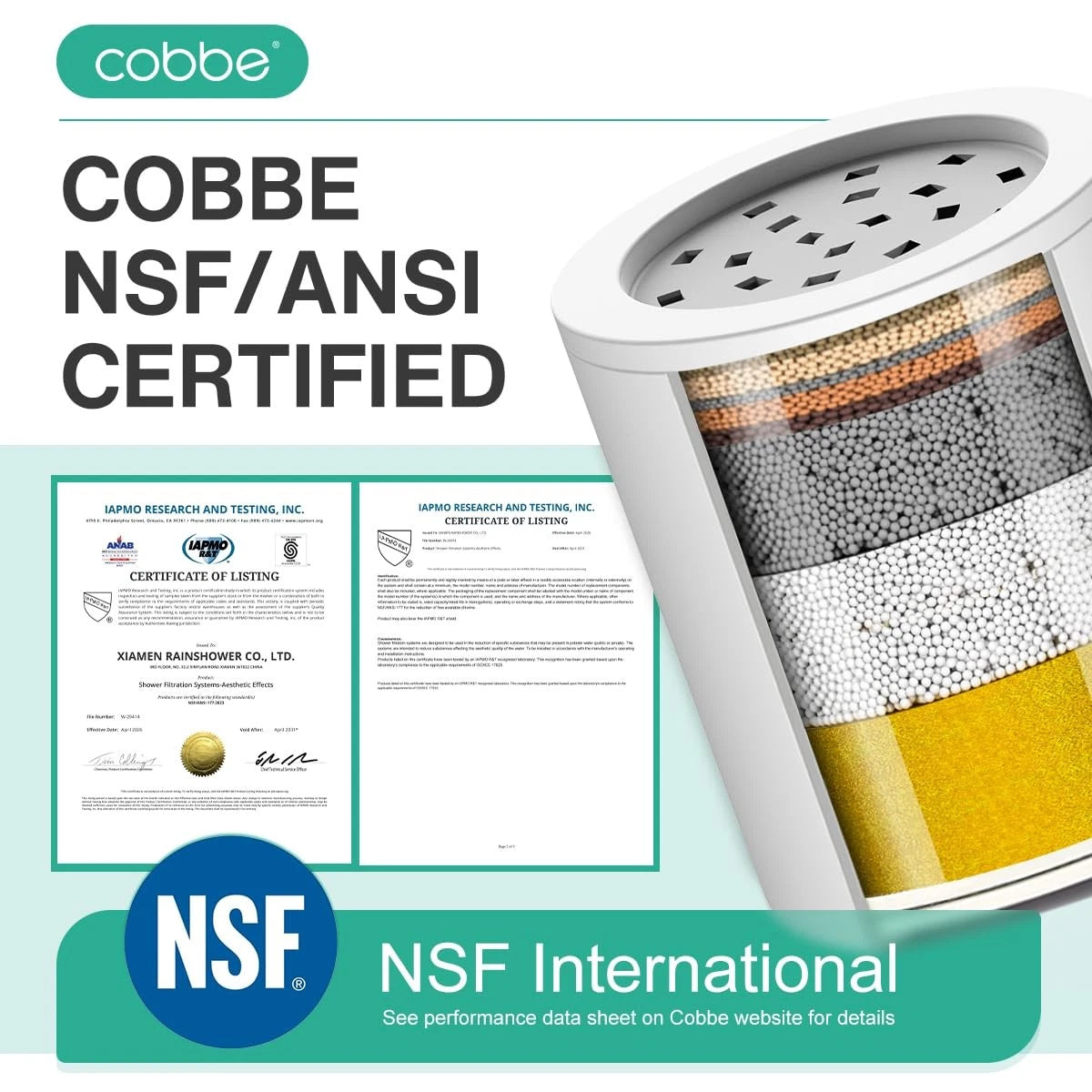 Cobbe High Pressure Filtered Shower Head with Filters for Hard Water Combo ORB