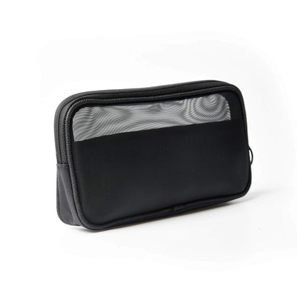 Patu Mesh Travel Toiletry Bag, Transparent Standing S & M (2 pcs), Black