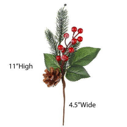 Boao 12 Pcs 11'' Large Christmas Pine Picks Tree Decoration 11 Inch, Berry