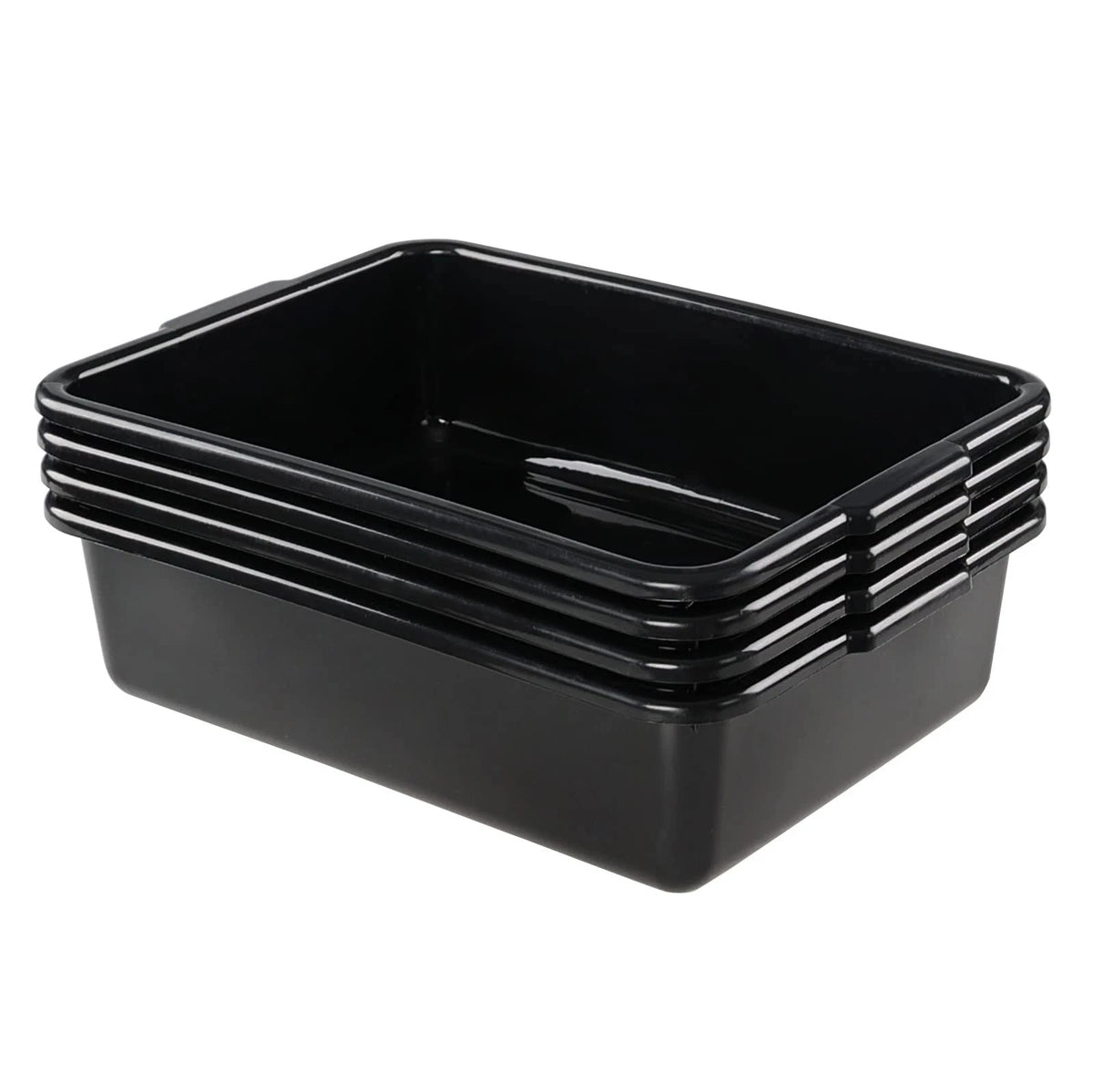 Jekiyo 4 Pack Small Commercial Bus Tub Box, 8 Liter Plastic 8 L, Black