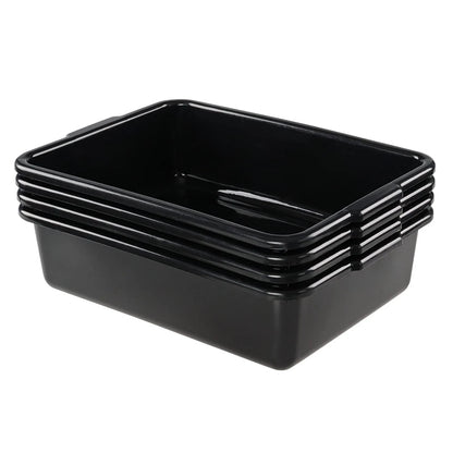 Jekiyo 4 Pack Small Commercial Bus Tub Box, 8 Liter Plastic 8 L, Black