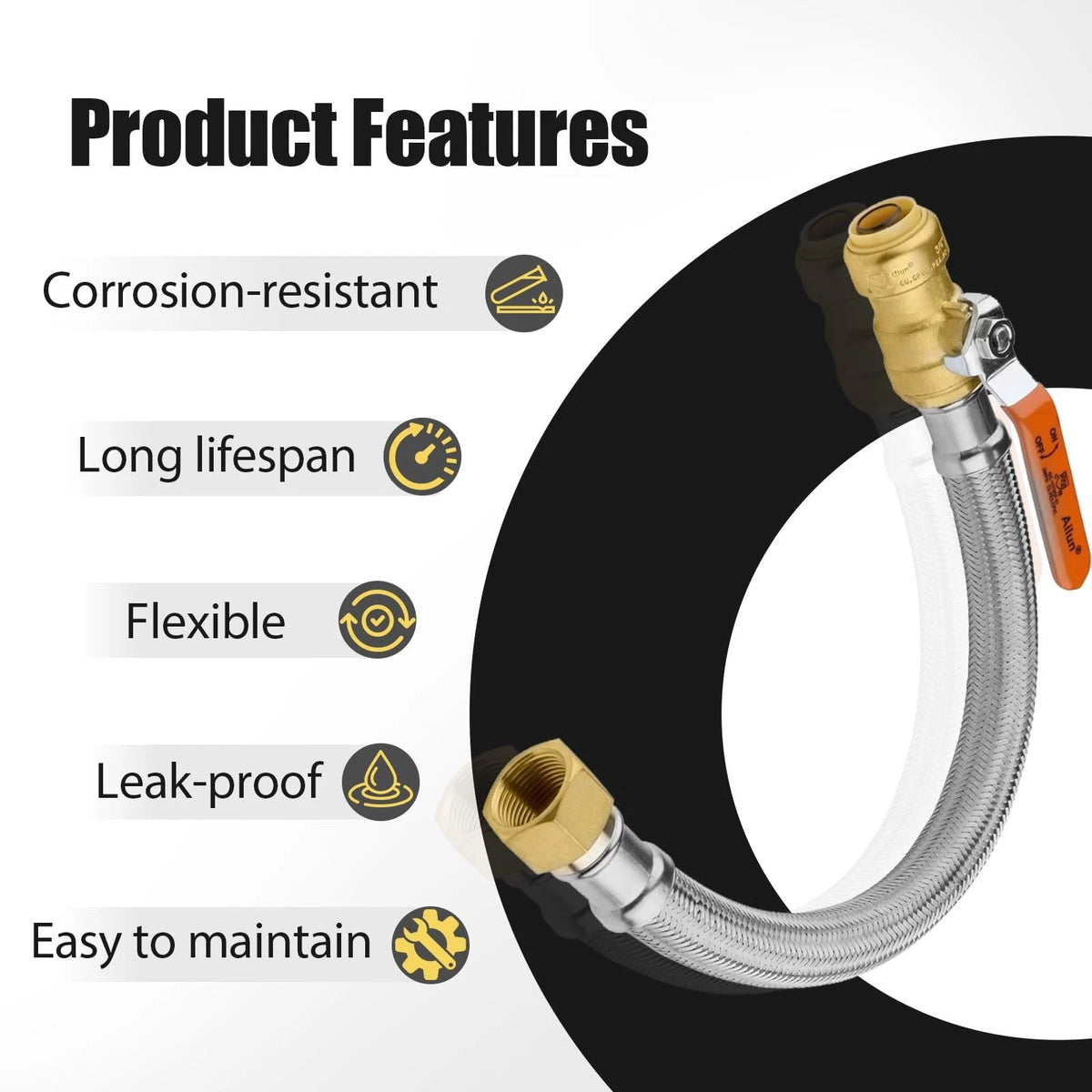 1 Pack Foskan 24" Length Flexible Corrugated Hose, 3/4"Push 3/4"x 3/4"FIP,24"