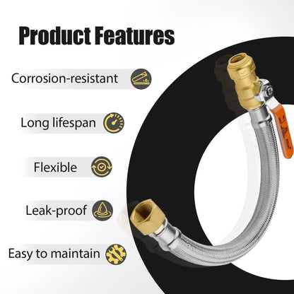 1 Pack Foskan 24" Length Flexible Corrugated Hose, 3/4"Push 3/4"x 3/4"FIP,24"