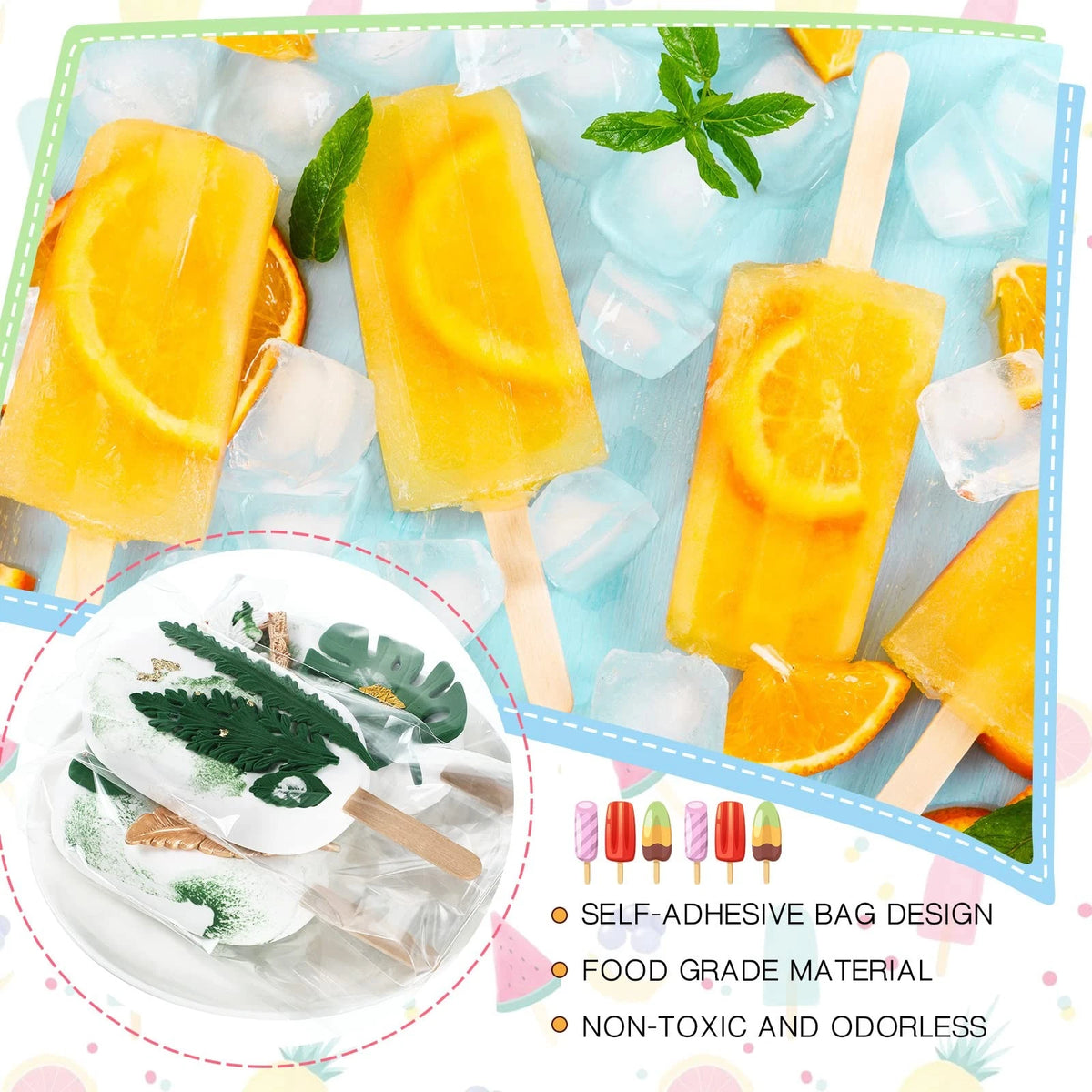 Yexiya 400 Pcs Ice Lolly Bag and 8.27 x 3.15 x 4.49 inches, Clear