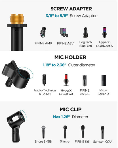 InnoGear Mic Stand Floor, Boom Arm Floor Microphone Height Black