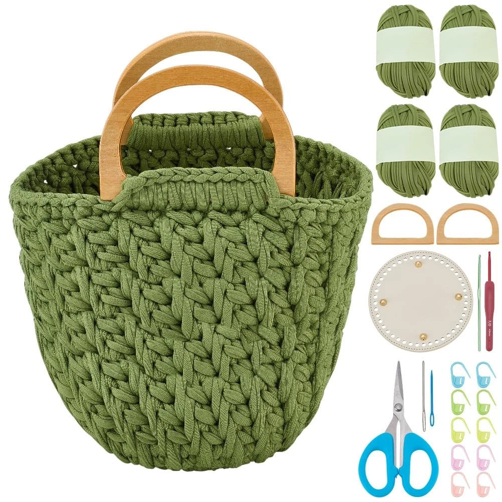 BEUNITONE Crochet Kit-Bag for Beginners, DIY Hook Kniting Kits Green