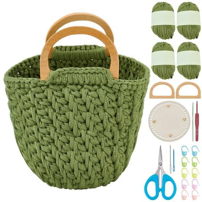BEUNITONE Crochet Kit-Bag for Beginners, DIY Hook Kniting Kits Green