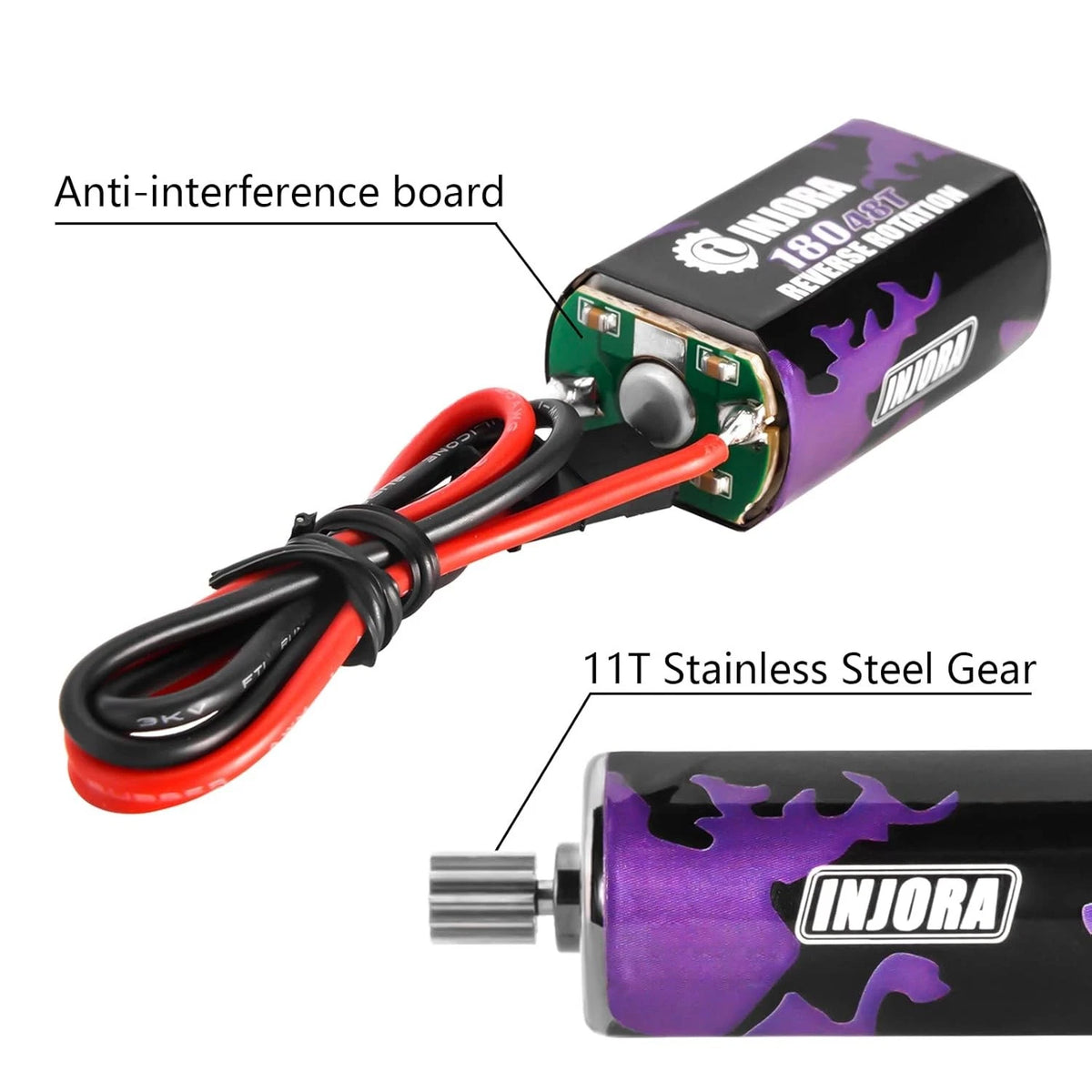 INJORA 180 PRO Brushed 48T Motor with Stainless Steel Pinion for TRX4M 1/18...