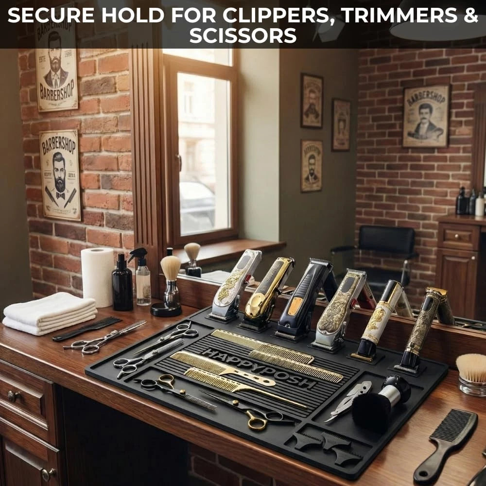 HAPPYPOSH Magnetic Barber Mat for Clippers, Large Professional Large, black