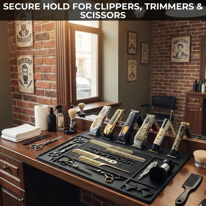 HAPPYPOSH Magnetic Barber Mat for Clippers, Large Professional Large, black