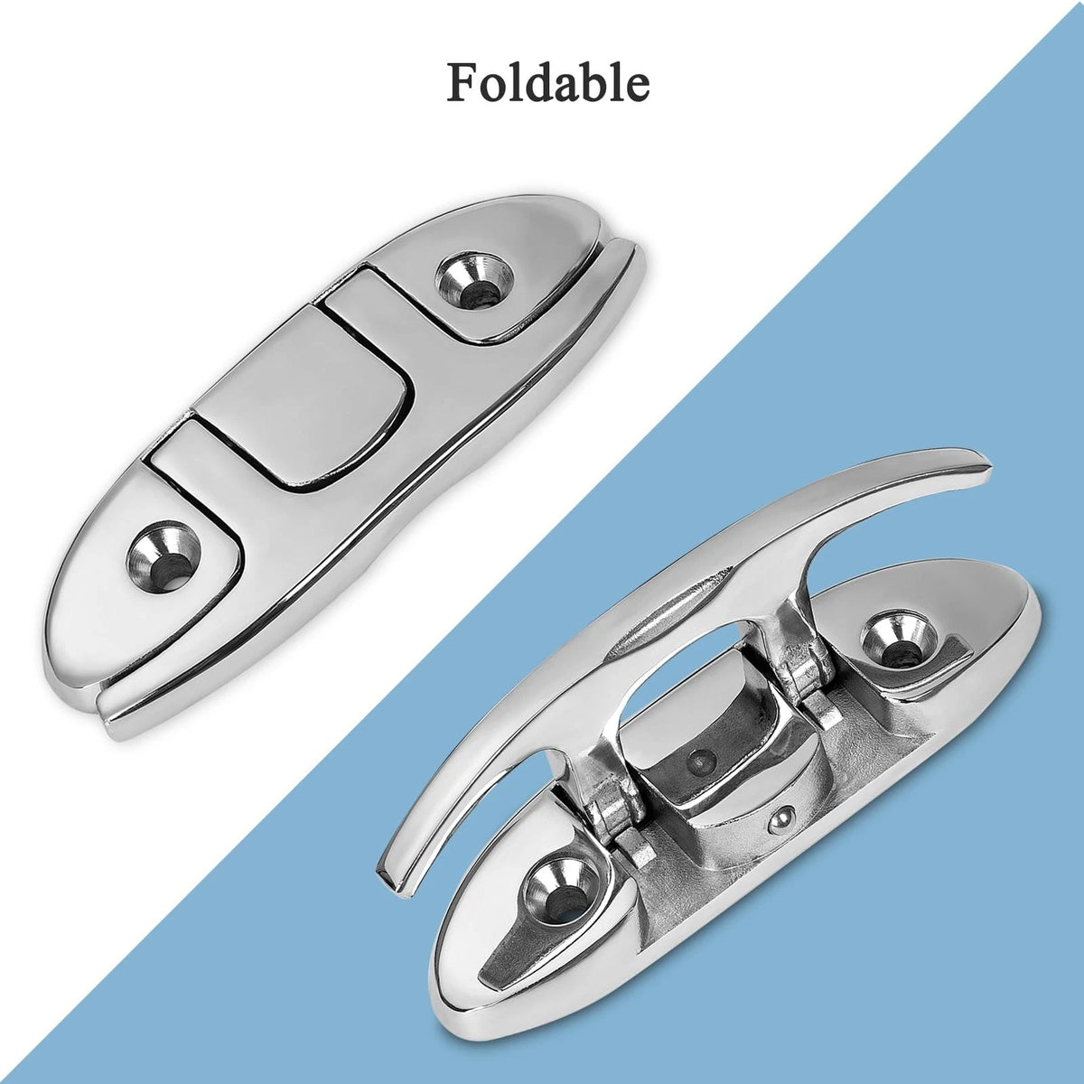 Marine Grade Boat Folding Cleat 6 inch 316 Stainless Steel, 6 Inch, Silver