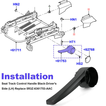 For 2005-2014 Ford Mustang 4-Way Manual Adjust LH Driver-Seat Handle Black