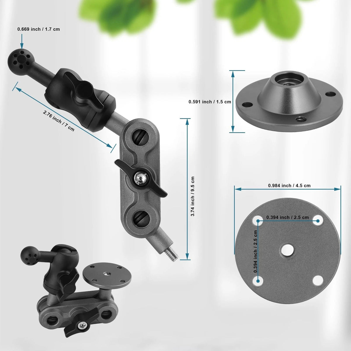 Wall Mount Phone Holder Drilling Base 3.5-7.5 inches (diagonal screen), Black