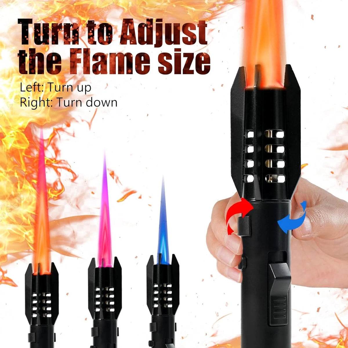 Camping Lighter, Torch Straight Flame Bright Fire Refillable Black