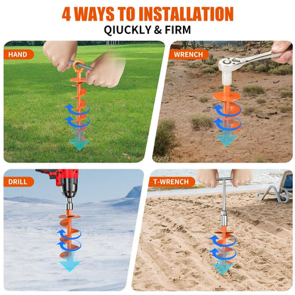 Phopich Ground Anchor Screw in, 4 Pack Spiral Trampoline 4 Pack, Orange