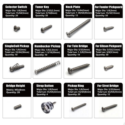 Vencetmat Guitar Screws Standard sizes suitable for guitar hardware, Uncoated