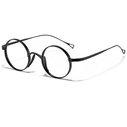 Unisex Classic Titanium Retro 45mm Round Eyeglasses Frames Fashion Black nq