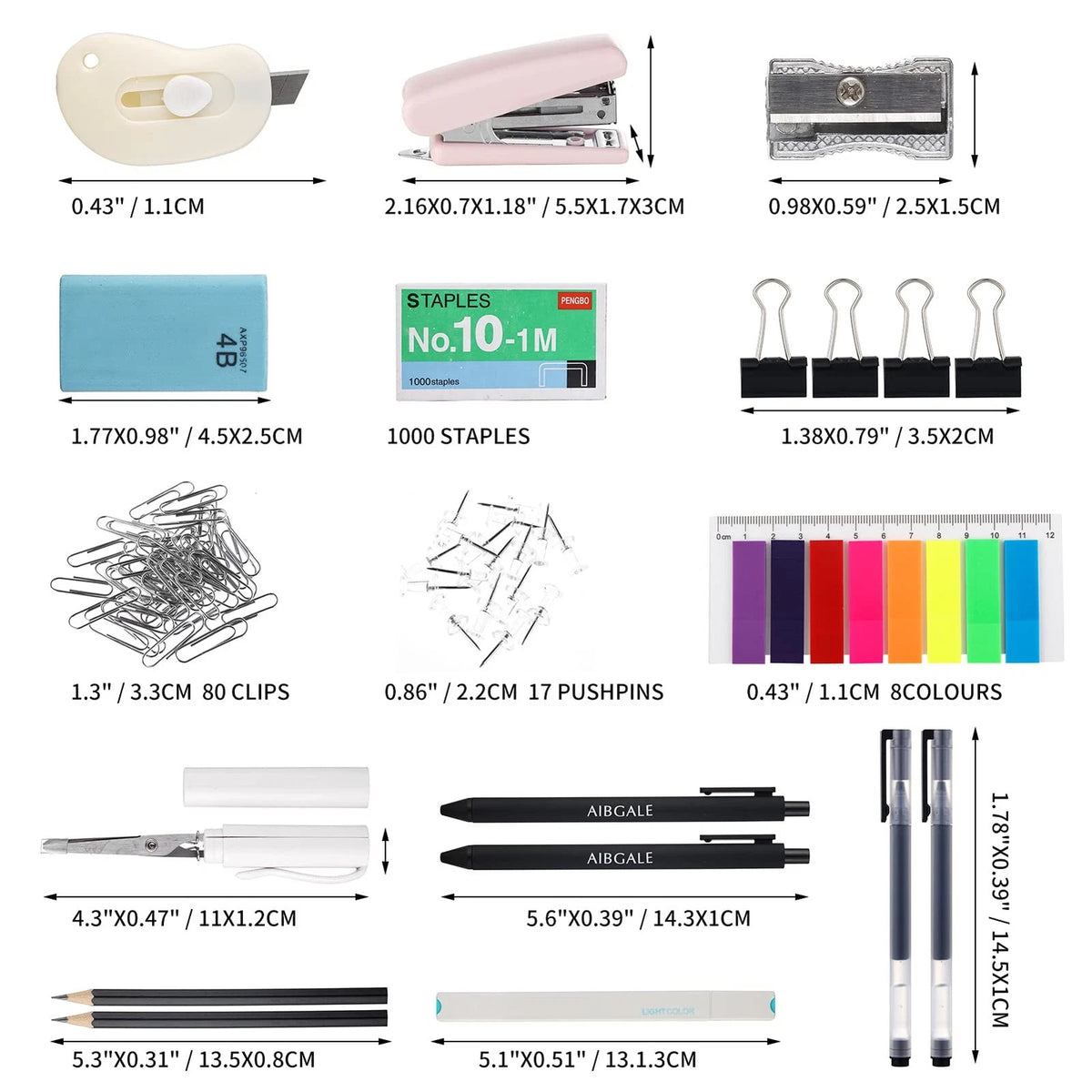 123 Pcs Office Supplies Kit with Desk Organizers, Stationery Clear
