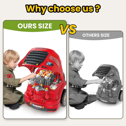 iPlay, iLearn Large Truck Engine Toy, Kids Mechanic Repair Set for big, Red