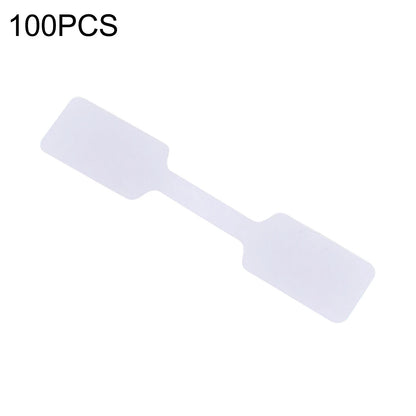 100x White Square Head Adhesive Price Label Tags with Hanging String uu