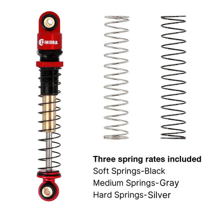 INJORA 43mm Aluminum Shocks Threaded Tele Shock Absorber Damper for 1/24 Red